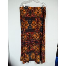 Catos Size XL Skirt Maxi Orange Brown Red Blue Aztec Design Soft - $16.95