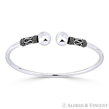 8mm Double Ball End Open Cuff Bali Design Bangle Bracelet in 925 Sterlin... - $44.84
