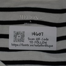 Merona Shirt Womens L White Black Strip Short Sleeve VNeck Pullover Casual Tee - £17.87 GBP