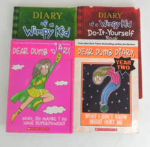 Lot Of 4 Diary Of A Wimpy Kid &amp; Dumb Dumb Diary Children&#39;s Paperback Books - £10.81 GBP
