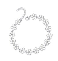 Kaletine Daisy Flower Bracelet White Laser Engraved 925 CZ - $88.03