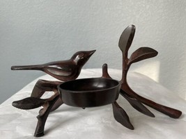 BIRD on a BRANCH Metal CANDLE HOLDER / PAPERWEIGHT Size: SMALL Brown Iro... - £39.27 GBP