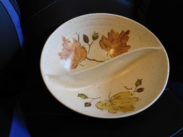 Vintage Metlox Woodland Gold Leaves 9&quot; Divided Serving Bowl - £3.90 GBP