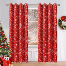 Quemas Red Christmas Curtains For Living Room 84 Inches Long Snowflake, Red). - £38.32 GBP