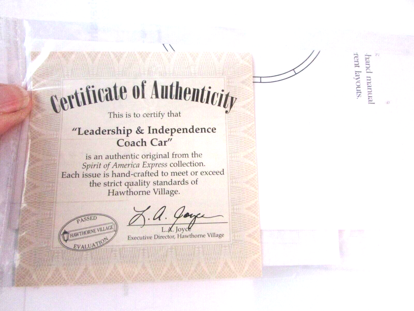 Hawthorne HO Leadership &amp; Independence Coach Certificate of Authenticity... - $3.38