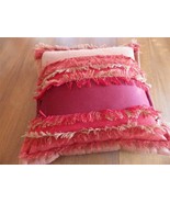 Decorator Throw Pillow Square Red Orange Fringe 18&quot; - $27.72