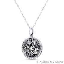 Celtic Triskelion Triple Spiral &amp; Trinity Knot Charm 925 Sterling Silver Pendant - £18.27 GBP+