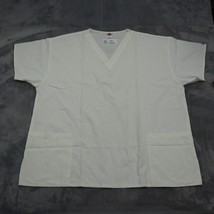 Dickies Shirts Mens 2XL White Scrubs Medical Uniform V Neck Short Sleeve Top - £17.90 GBP
