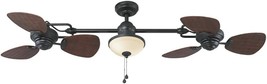 Harbor Breeze Twin Breeze Ii 74-In Oil-Rubbed Bronze Outdoor Downrod Ceiling Fan - £201.38 GBP