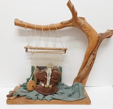 Vtg Native American Woman Rug Weaving Loom Cloth Sculpture Tree Concho Belt LG - £158.27 GBP