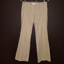 Sara Feinberg Tan Striped Beaded Pants Lined Career Metallic Size Medium - £14.17 GBP