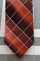 Van Heusen Mens Brown Coppery Shimmer Diamond Pattern Silk Necktie  58&quot; X 3 Used - $5.94