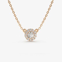 0.45Ct Simulé Diamant 14K Rose Plaqué Halo Serti Solitaire Pendentif Col... - £66.09 GBP