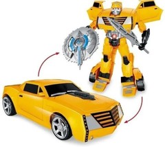 Yellow Plastic Sports Car Robot Transformer Action Figure Toy 5.5L x2.75... - £7.07 GBP