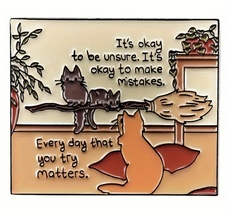 It&#39;s ok to make mistakes cats metal enamel lapel pin, new large 1.5” pin - £4.72 GBP