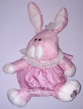 1986 Vintage Fisher Price Puffalumps 16&quot; Pink Bunny Rabbit in Pink &amp; White Dress - £38.80 GBP