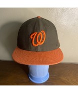 REAR NEW ERA  59Fifty Brown /Orange Washington Nationals Fitted 7 5/8 Hat/Cap LN