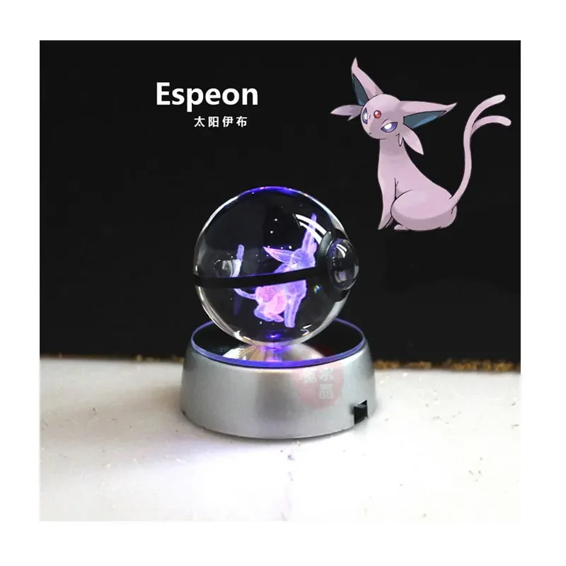 Anime Pokemon 3D Crystal Ball Figures Espeon Model Pokeball Laser ANIME GIFT - £18.94 GBP+