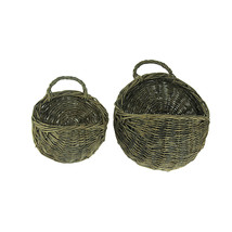 Scratch &amp; Dent Rustic Round Woven Wicker Wall Basket Set of 2 - £23.70 GBP