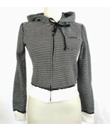 Mango MNG Casual Sportswear Hoodie full zip Jacket Striped Black &amp; white... - £10.23 GBP