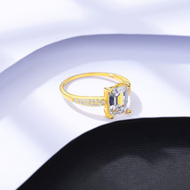 Long Square Zircon Ring 925 Silver Diamond Ring For Women Super Flash US9 - £17.26 GBP