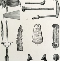 Primitive Tools Ornaments And Weapons 1903 Worlds People History Print DWKK24 - £32.34 GBP