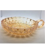 Vtg Carnival Pressed Glass Round Candy Dish Starburst Peach Jeannette Indiana