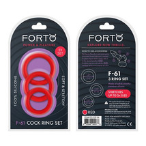 Forto F-61 3-Piece Silicone Cockring Set Red - £22.34 GBP