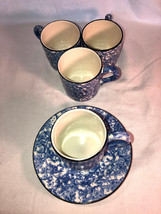 Blue Stangl Pottery Town And Country 4Tea Cups &amp; 1 Saucer Mint Condition - £23.52 GBP