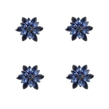 4 Pcs Sliver Rhinestone Buttons Crystal Embellishments Sew On Clothing Buttons F - £19.01 GBP