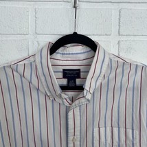 Vintage American Eagle Button Up Mens Large Striped Red White Blue July ... - £13.63 GBP