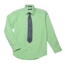 Boys Dress Shirt &amp; Tie 2 Pc Chaps Green Long Sleeve Button Front Set-siz... - $12.87