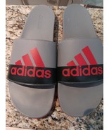 ADIDAS MEN&#39;S LOGO MEN&#39;S GRAY ADILETTE COMFORT FLIP FLOPS SANDALS THONGS ... - $19.79