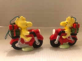 2 1972 United Features Japan Ceramic Woodstock Riding Motorcycle Ornaments - £23.85 GBP