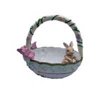 Avon Springtime Collection Ceramic Basket w Bunny and Flowers 7.5 Inch - £19.37 GBP