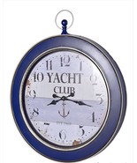 Blue Border Wall Clock Rustic 34&quot; High Nautical Yacht Club Sentiment Metal - £179.10 GBP