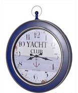 Blue Border Wall Clock Rustic 34&quot; High Nautical Yacht Club Sentiment Metal - £180.06 GBP