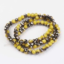 B  Bead Lot 5 strands rondell 6x5mm electroplated 16 in str black and yellow X24 - £8.51 GBP