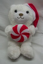 Hallmark CUTE SOFT WHITE SANTA BEAR W/ PEPPERMINT CANDY 12" Plush STUFFE... - $18.32