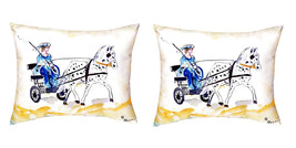 Pair of Betsy Drake Carriage &amp; Horse No Cord Pillows 16 Inch X 20 Inch - £62.29 GBP