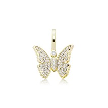 TOPGRILLZ 925 Sterling Silver New Butterfly Pendant Iced Out Cubic Zirconia Pend - £28.90 GBP