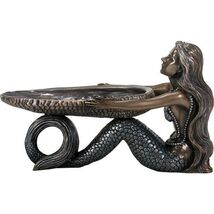 Mermaid Holding Abalone Shell Statue Figurine  Sculpture Sea Life Seashe... - $50.98