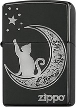 Moon Cat Black 2BN-STAR Zippo Oil Lighter MIB - $63.11