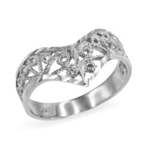 925 Solid Sterling Silver Chevron Filigree Diamond Cut Ring All/ Any Size - £24.96 GBP