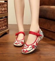 Jiangnan Embroidery Women Cotton Fabric Flats Shoes Vintage Canvas Chinese Style - £21.30 GBP