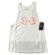 Under Armour heatgear Logo Tank Top Womens size Large Shirt Loose Fit White - £17.58 GBP