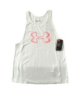 Under Armour heatgear Logo Tank Top Womens size Large Shirt Loose Fit White - £17.92 GBP