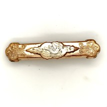 Antique Gold Filled Rare Victorian Art Nouveau Flying Dove Etch Long Bar Brooch - £39.56 GBP