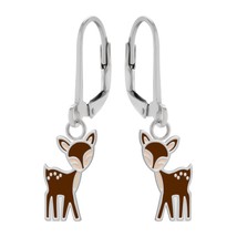 Deer 925 Silver Leverback Earrings - £14.98 GBP