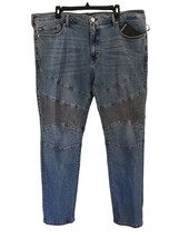 $219 True Religion Men&#39;s Blue Moto Stitch Skinny Denim Jeans Pants Size 32 - £94.66 GBP